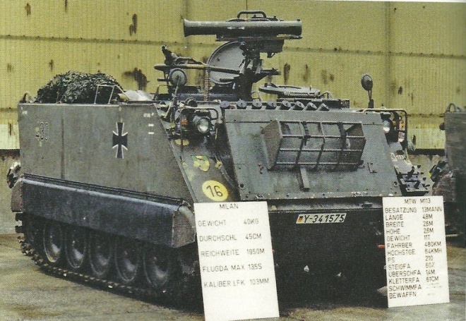 Armored personal carrier M113 A1G Panzergrenadier with anti-tank MILAN launcher<br /><a href='images/pictures/ETH_Arsenal/1331104597-12810.jpg' target='_blank'>Full size image</a>